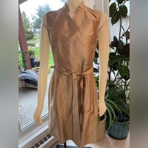 Cambia 100% Silk Belted Wrap Dress in Champagne, size US8